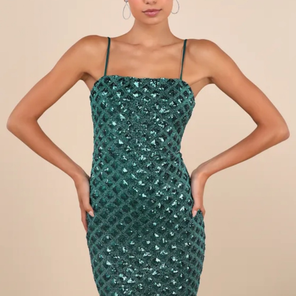 Lulus Elegant Green Sequin Dress